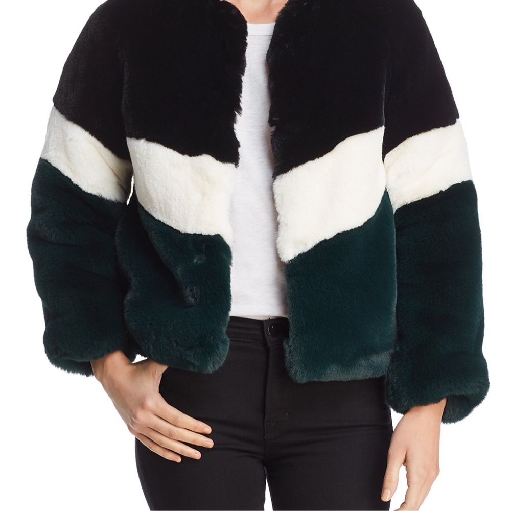 Apparis Brigitte Color-Blocked Faux-Fur Jacket S